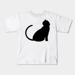 Black cat silhouette drawing Kids T-Shirt